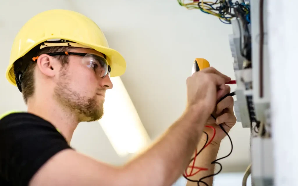 Electrician-safely-working-during-bathroom-renovation